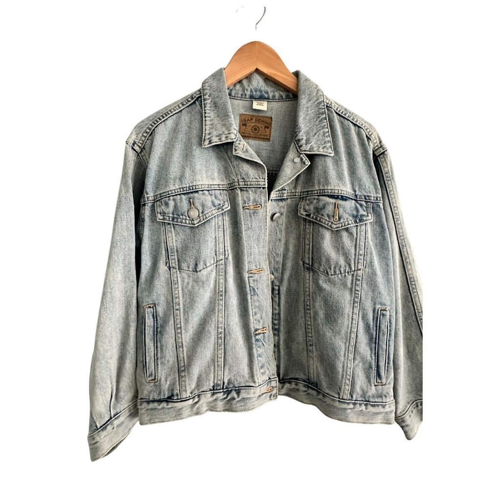 GAP Denim Light Wash Cropped Jean Jacket Women’s Classic Trucker Cotton Casual
